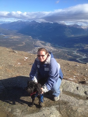 Hiking at the top of mountain in Jasper